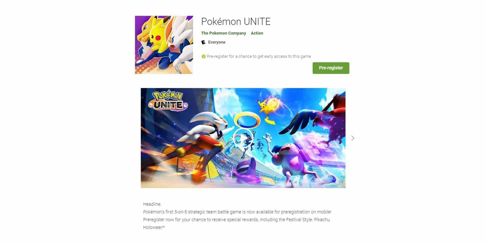 Tienda de juegos para Android Pokemon Unite