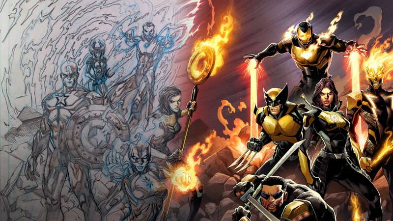Lapso de tiempo de la portada de Marvel's Midnight Suns Game Informer