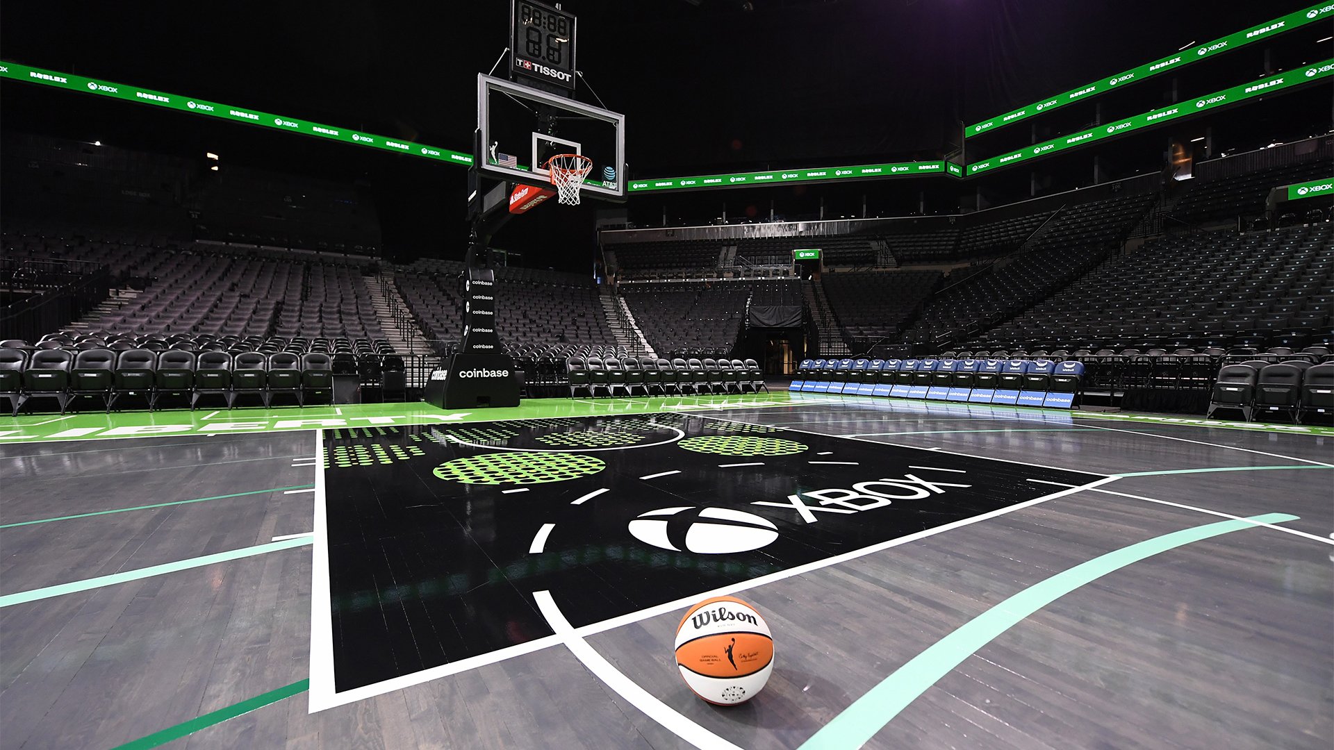 Imagen de diseño de la cancha de baloncesto NY Liberty y Roblox
