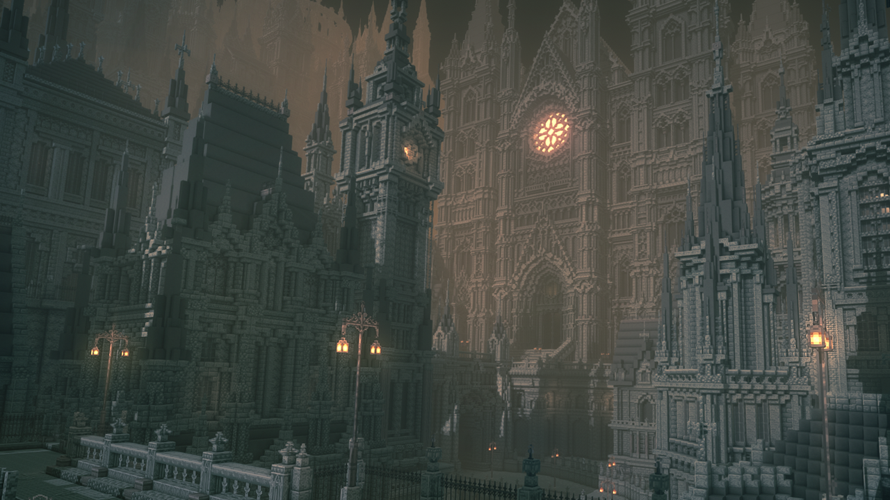 Yharnam de Bloodborne recreado en una hermosa megaconstrucción de Minecraft