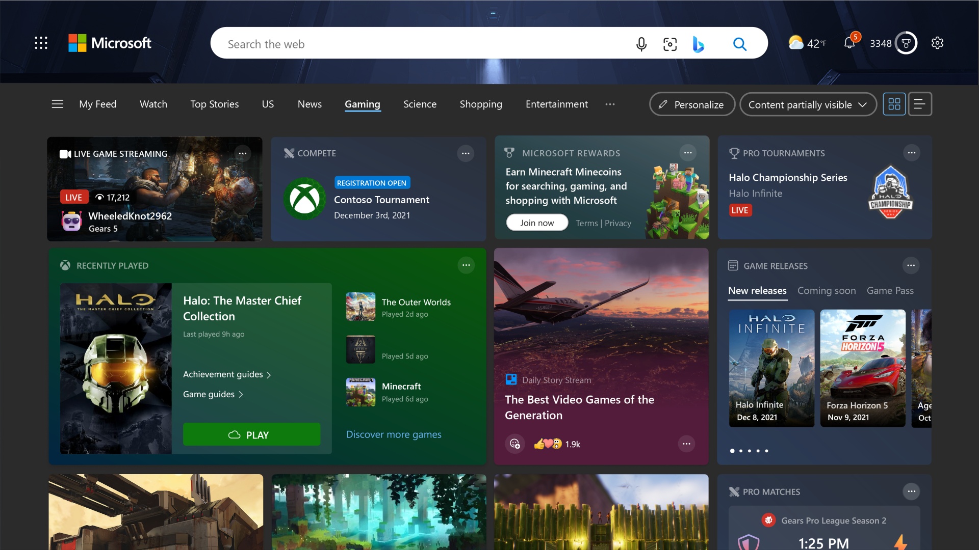 Captura de pantalla de juegos en Edge