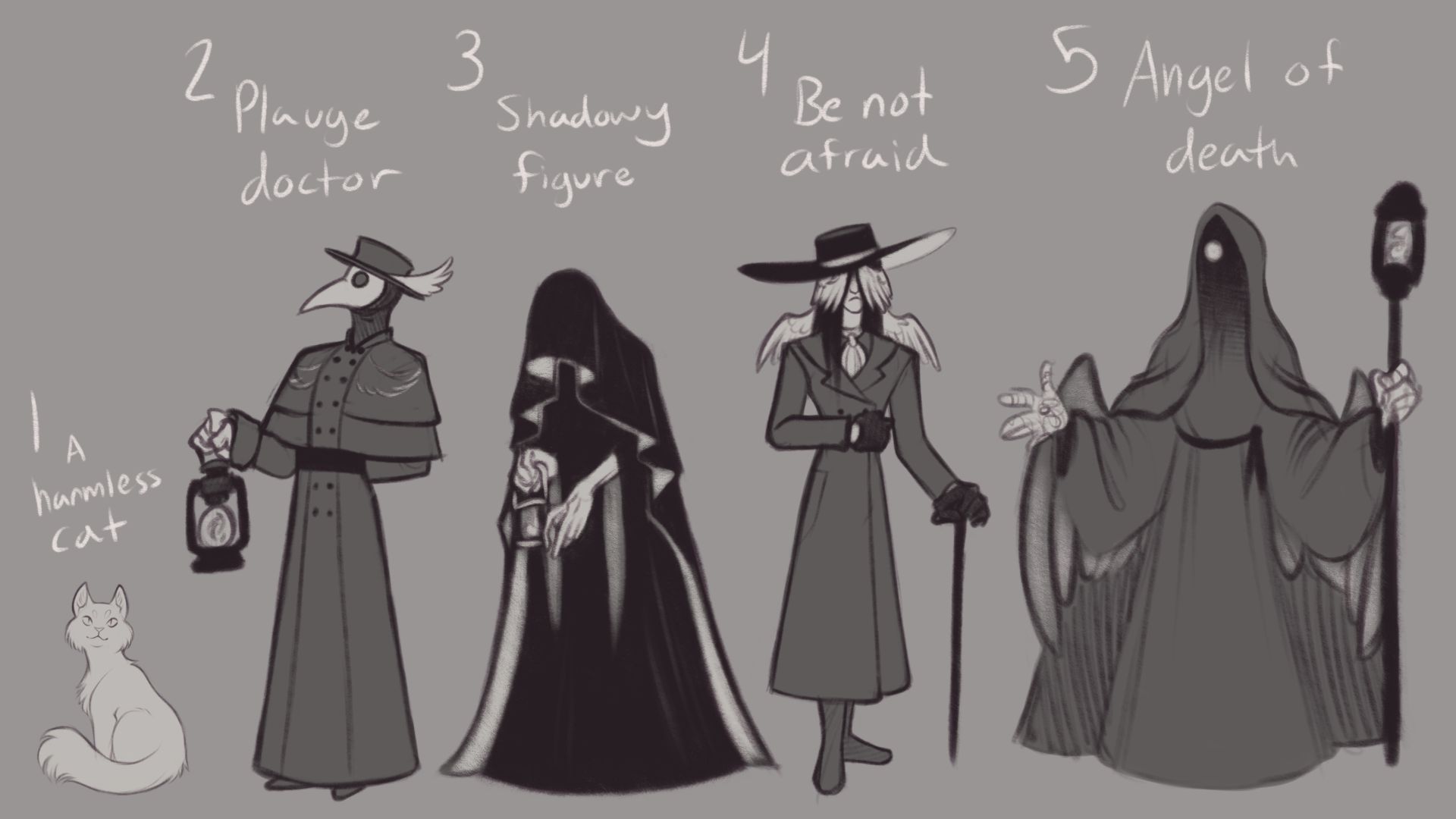 Imagen que contiene los 5 personajes prototipo.