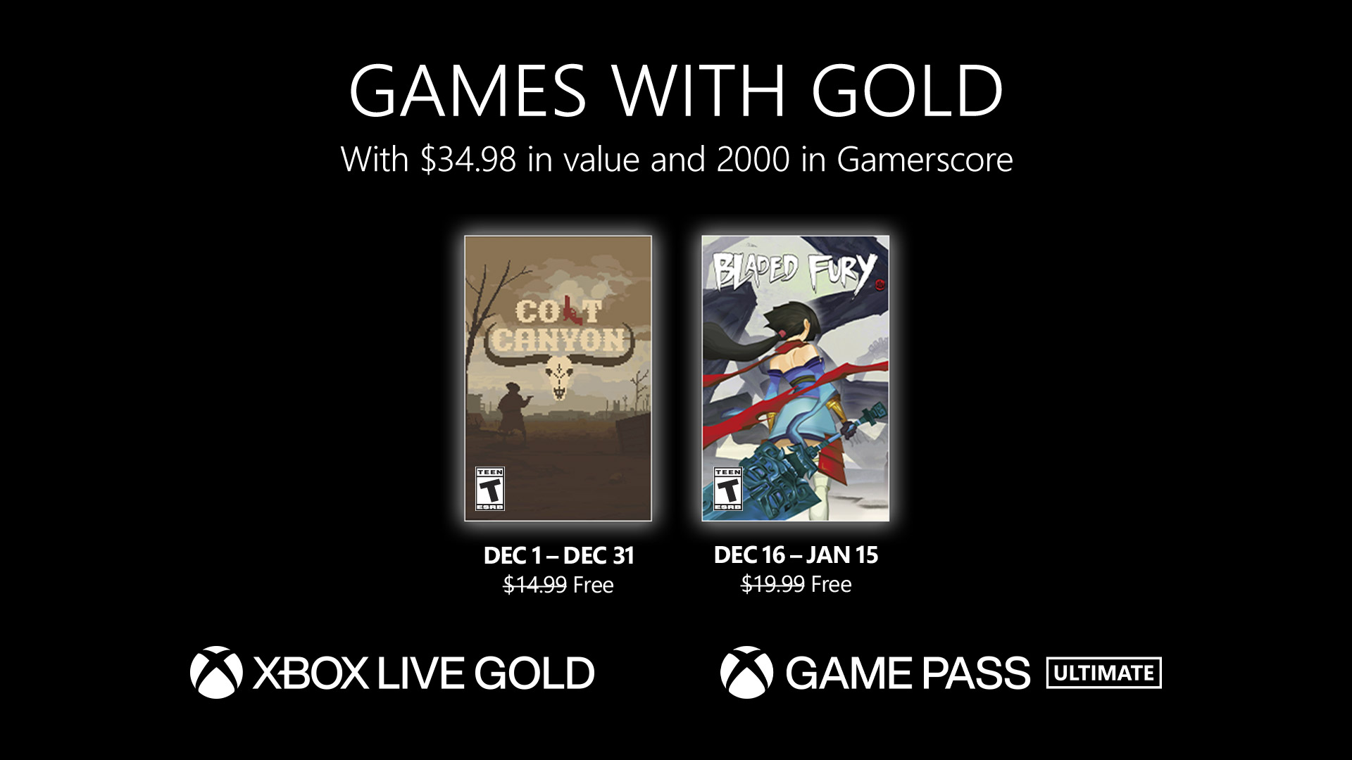 Nuevos juegos con Gold para diciembre de 2022