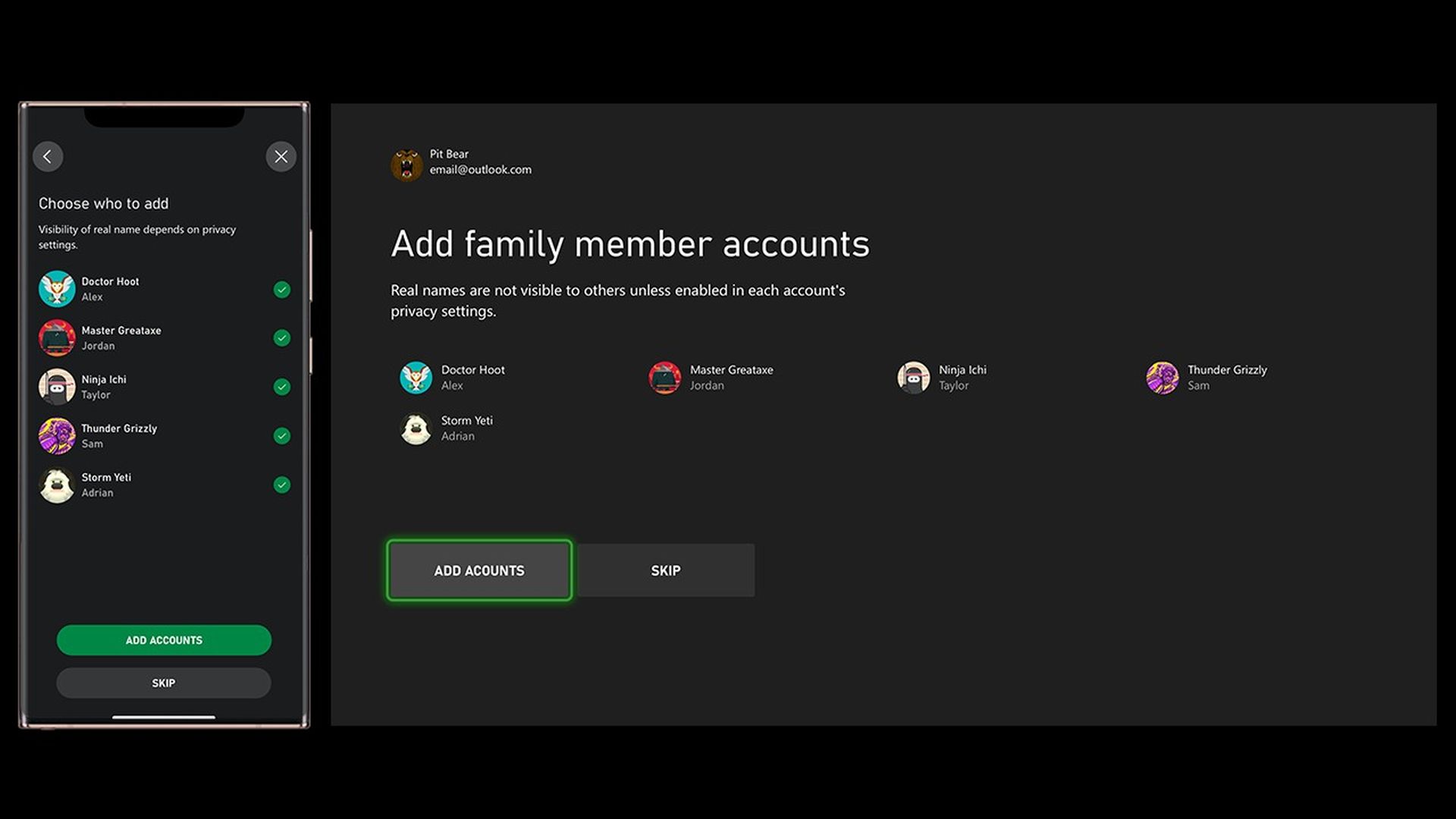 Agregar activos de miembros de la familia