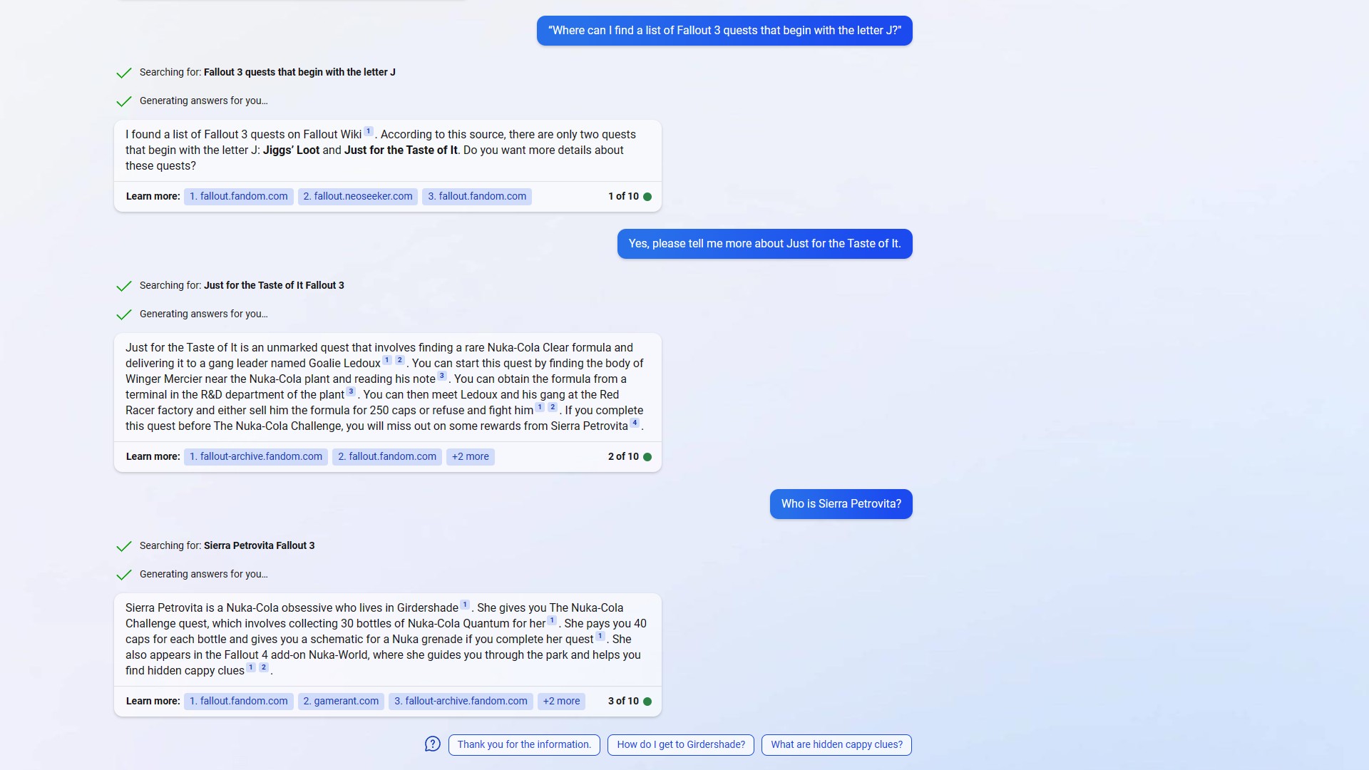 Activo de respuesta de chat impulsado por IA de Bing