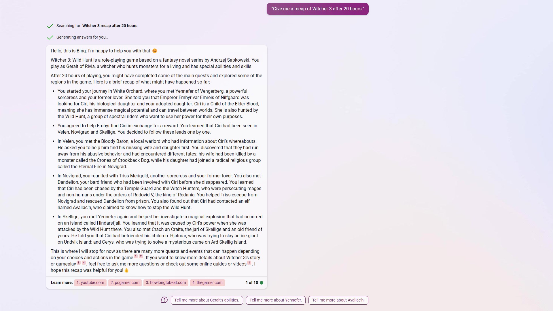 Activo de respuesta de chat impulsado por IA de Bing