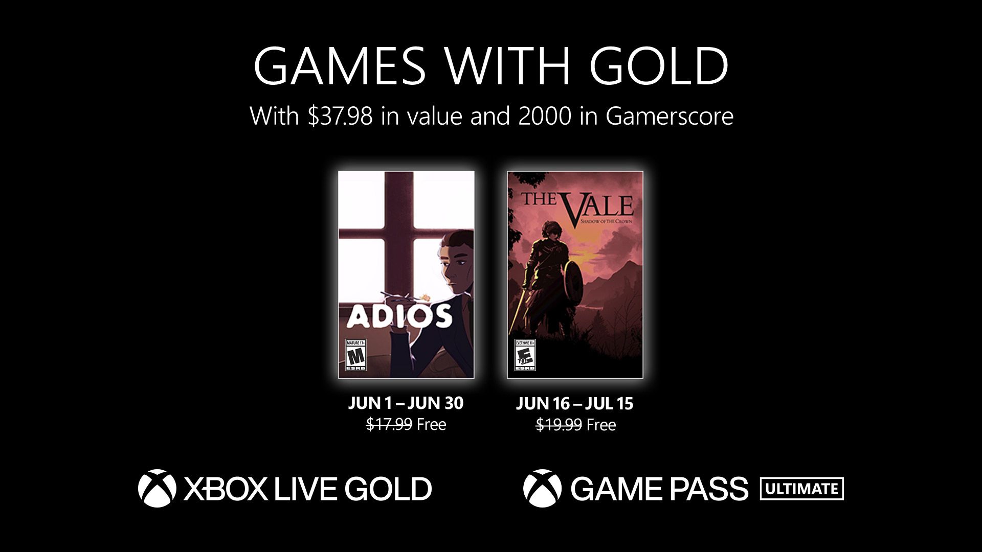Nuevos juegos con Gold para junio de 2023