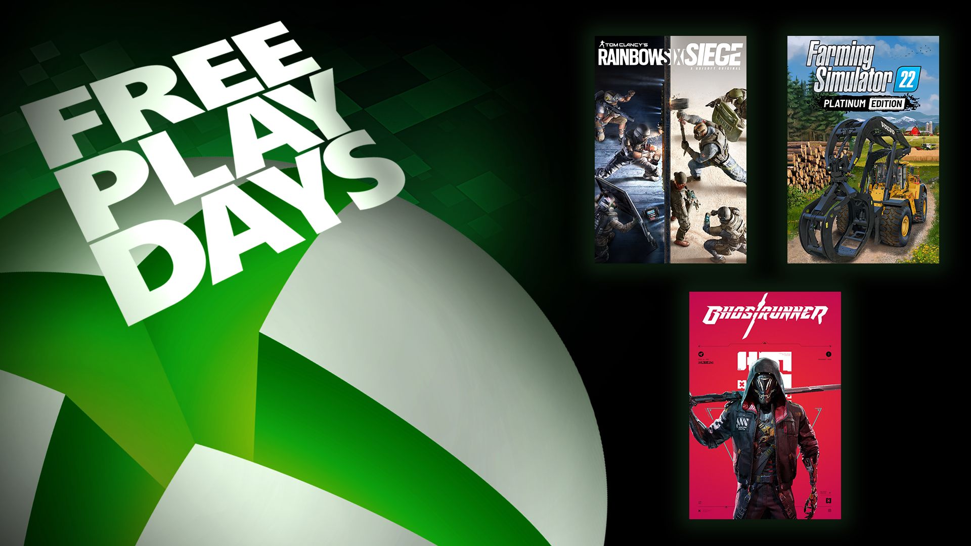 Días de juego gratis: Tom Clancy's Rainbow Six Siege, Farming Simulator 22: Platinum Edition y Ghostrunner
