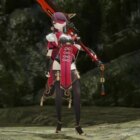 Beidou de Genshin Impact con un arma en Monster Hunter Rise Creo Gaming
