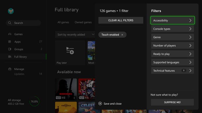 Filtrado y clasificación mejorados para juegos y aplicaciones de Xbox