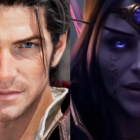 MMO 2026: Tras el caos de 2025, WoW y FF14 se preparan para la incertidumbre. The Warrior of Light from Final Fantasy 14 and Xal'atath from World of Warcraft look towards the camera in an image split down the middle, representing their respective trailers.