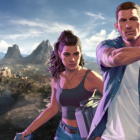 Xbox está causando un entusiasmo monumental por Elder Scrolls 6 al provocar GTA 6. Elder Scrolls 6 screenshot with GTA 6 characters over it