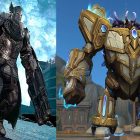 Final Fantasy XIV: El nuevo trabajo 'Bastian' eclipsa a los tanques de WoW, ¿qué debería hacer Blizzard? An image of an armored knight wielding giant arm cannons stands next to a minotaur riding in a heavily armed combat mech